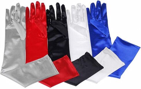 Women's Evening Party 17.75 inch Long Sillky Finish Satin Finger Gloves in Saudi Arabia