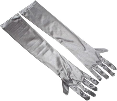 Women's Evening Party 17.75 inch Long Sillky Finish Satin Finger Gloves in Saudi Arabia