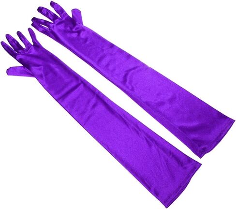Women's Evening Party 17.75 inch Long Sillky Finish Satin Finger Gloves in Saudi Arabia