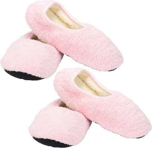 جوارب Crescent Sock Company 720073 من مزيج البوليستر الوردي المنفوش من Sorbet Berry من أجل الدفء والاسترخاء في المنزل، عبوة من 2، مقاس كبير in Kuwait