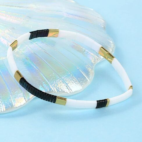 Tila Colorful Beaded Bracelets Handmade Stretch Bracelets Transparent Crystal Tile Elastic Bracelets for Women in Saudi Arabia