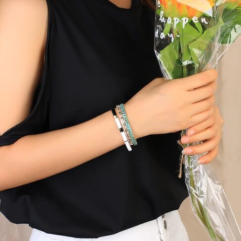 Tila Colorful Beaded Bracelets Handmade Stretch Bracelets Transparent Crystal Tile Elastic Bracelets for Women in Saudi Arabia