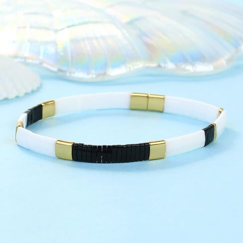 Tila Colorful Beaded Bracelets Handmade Stretch Bracelets Transparent Crystal Tile Elastic Bracelets for Women in Saudi Arabia