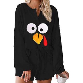 Valentine's Day Pajama Set Women’s Hearts Print Lounge Sets Long Sleeve Tops and Shorts Two Piece Outfits