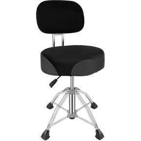 Drum Throne with Backrest, 4.7in Comfortable Memory Foam Drum Chair with Strong 4 Legs, Hydraulic Drum Throne with Soft Velvet Fabric Top Drum Thrones for Adults and Beginner