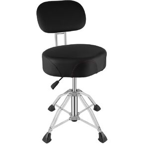 Drum Throne with Backrest, 4.7in Comfortable Memory Foam Drum Chair with Strong 4 Legs, Hydraulic Drum Throne with Soft Velvet Fabric Top Drum Thrones for Adults and Beginner