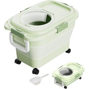 SEWIU Dog Food Storage Container 2PCS,Collapsible Dog Food Container with Travel Silicone Bowl and Scoop for Dog/Cat/Bird Food,Keep Dry Food Fresh,Easy to Move.(20LB*2)