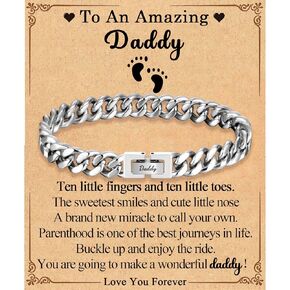 EFVISD Dad Son Grandson Uncle Nephew Brother Husband Boyfriend Gifts for Men Boys, Cuban Bracelet Gifts Birthday Christmas Anniversary Valentines Day Gifts for Him Men Teen Boys