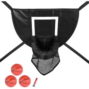 Trampoline Basketball Hoop, Kids Basketball Stand with Pump and Mini Ball, Breakaway Rim for Dunking Trampoline Basketball Attachment for Kids Boys Girls Indoor Outdoor Sports Playing