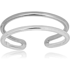 AVORA 10K Gold Adjustable Three Row Toe Ring with Simulated Diamond CZ