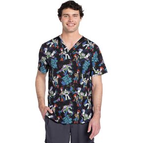Tooniforms Men & Women Scrubs Top V-Neck Print TF728