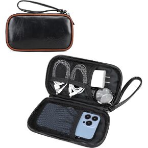 KYALOU Electronics Travel Organizer, Large Waterproof Electronic Accessories Case with Shoulder Strap, Portable Travel Tech Gifts Double Layer Cable Storage Bag for Cord, Charger, Power Bank - Black