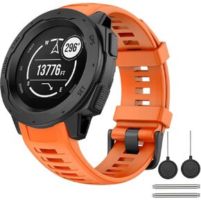 OVERSTEP for Garmin Instinct Band, Soft Silicone Replacement Watch Strap Compatible with Garmin Instinct 2, Solar, Tactical, Crossover - Amber Yellow
