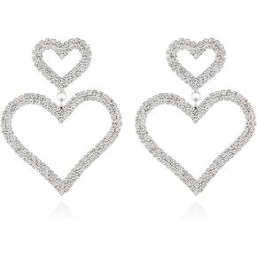 925 Sterling Silver Dainty Heart Earrings Love Heart Shaped Rhinestone Dangle Earring Stud Earring For Women Girls Jewelry Valentine’s Day Gifts