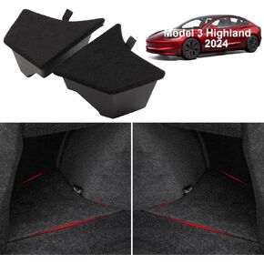 Fit Tesla Model 3 Trunk Organizer, Side Storage Box, Rear Trunk Storage Bin with Cover for 2020 2021 2022 2023 Tesla Model 3 Accessories
