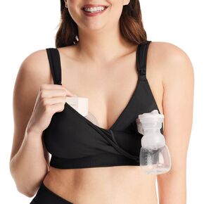 Momcozy Lycra Pumping Bra Hands Free with Fixed Padding for Good Shaping, Comfortable Support Pumping and Nursing Bra in One, Seamless Maternity Breast Pump Bra & Maternity Bra