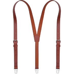 NUTUCH Genuine Leather Suspender for Men | Y Design Leather Suspenders | Groomsmen Gifts | Adjustable Suspender with Hooks | Leather Suspenders | Wedding Gifts | Gift Ideas for Men Wedding