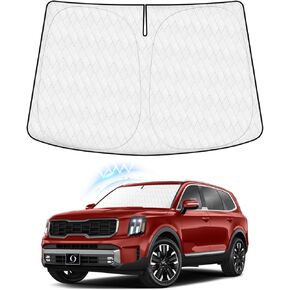 KUST Windshield Shade Custom Fit for Kia Telluride 2020 2021 2022 2023 2024 2025 Sun Shade Front Windshield Sun Visor Foldable Thicker 5-Layer Block Heat and Sun UV Rays
