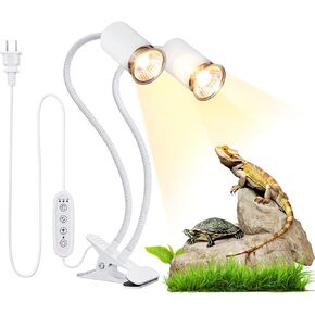 HOSUN Reptile Heat Lamp, UVA UVB Reptile Light with Auto Timer, Dimmable Turtle Basking Light for Bearded Dragon, Tortoise, Lizard, Snakes and More, Dual Heating Lamp with E26/27 Base, 2 Bulbs 25W+50W
