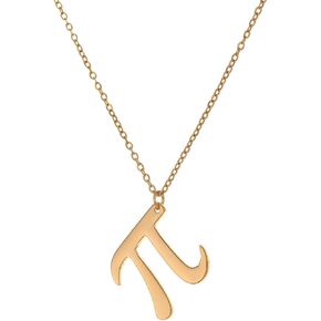 Stainless Steel Gold Color Greek Letters PI π Stud Earrings and Necklace in Kuwait