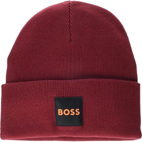 BOSS Men's Square Logo Double Layer Beanie, Beech Green