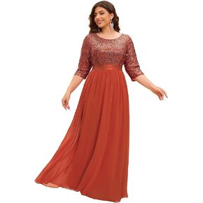 Ever-Pretty Plus Size Women's Round Neck Sequin Maxi Dresses Long Evening Dress 0683-PZ
