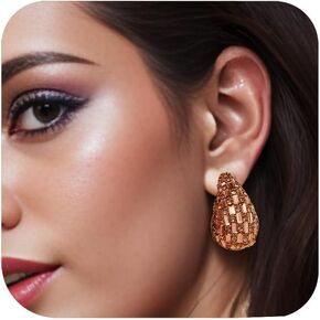 Fiklon Sparkly Disco Earrings for Women Girls Party Prom Glass Crystal Aurora Boreale Drop Dangle Earrings Disco Jewelry Glitter Faceted Ball Beads Earrings Dangling 925 Sterling Silver Hypoallergenic Earring