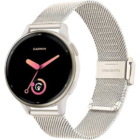 TRUMiRR Band for Vivoactive 5 / Vivoactive 3, 20mm Mesh Stainless Steel Watchband Men Women Strap for Garmin Venu Sq 2 / Venu 2 Plus 43mm / Forerunner 165 55 645 245 Music