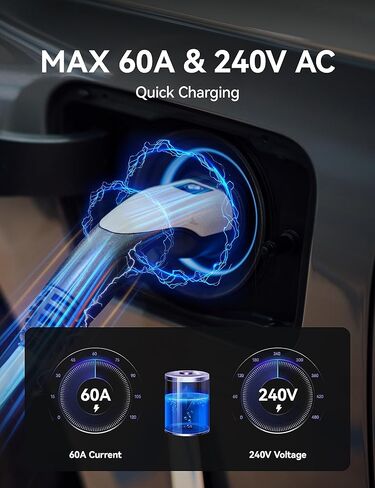 باريس رون المستوى 2 شاحن EV، 48 أمبير UL المدرجة 11.5KW شاحن EV للمنزل المستوى 2 مع التحكم في التطبيق، واي فاي وبلوتوث المستوى 2 شاحن EV مع كابل 25 قدم للمركبات الكهربائية الداخلية والخارجية in Kuwait