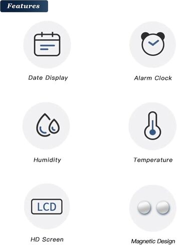 GooDay Smart Digital Alarm Clock, w/Magnetic Attraction, Indoor Temperature Humidity, HD Screen Hour Date, Battery Operated - White in Kuwait