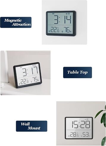 GooDay Smart Digital Alarm Clock, w/Magnetic Attraction, Indoor Temperature Humidity, HD Screen Hour Date, Battery Operated - White in Kuwait