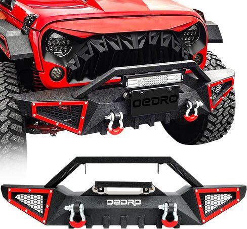 OEDRO Front Bumper Compatible with 2007-2024 Jeep Wrangler JK/JKU JL/JLU Gladiator JT, Rock Crawler Off Road Full Width Bumper with Winch Plate Mounting & 2 x D-Rings in Saudi Arabia
