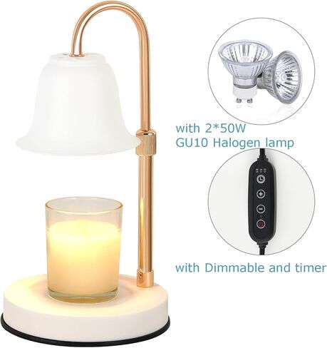 مصباح تدفئة الشموع من يوبيتيا - سخان شموع قابل للتعديل بارتفاع، مصباح شمعة لشموع الجرة كبيرة الحجم، مصباح شمع كهربائي لتدفئة الشمع مع لمبتين (أسود) in Kuwait