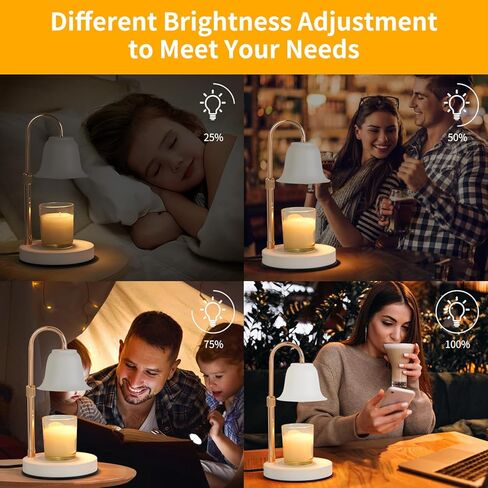 مصباح تدفئة الشموع من يوبيتيا - سخان شموع قابل للتعديل بارتفاع، مصباح شمعة لشموع الجرة كبيرة الحجم، مصباح شمع كهربائي لتدفئة الشمع مع لمبتين (أسود) in Kuwait