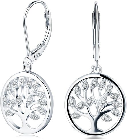 JO WISDOM 925 Sterling Silver Cubic Zirconia Tree of Life Earrings in Saudi Arabia