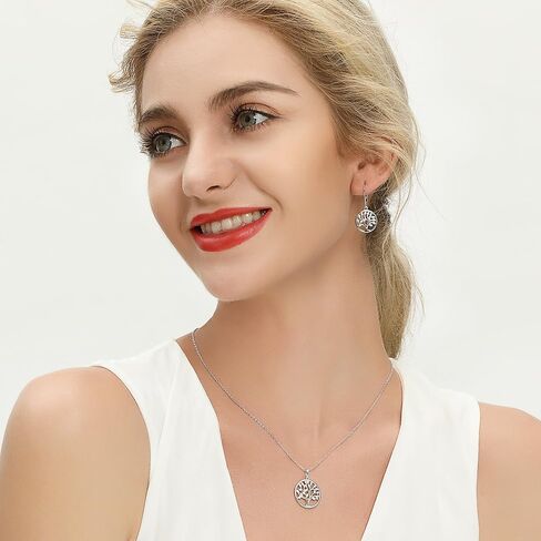 JO WISDOM 925 Sterling Silver Cubic Zirconia Tree of Life Earrings in Saudi Arabia