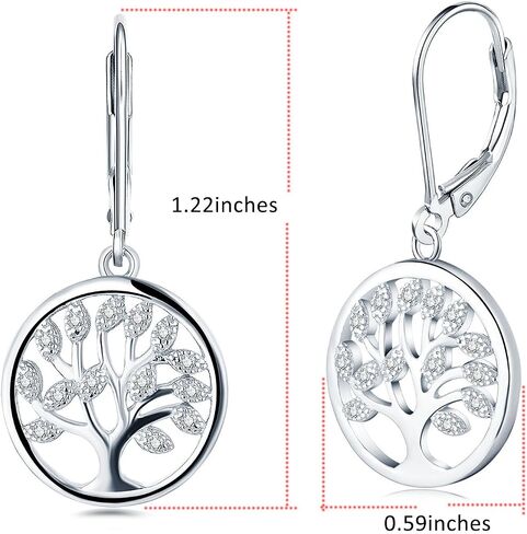 JO WISDOM 925 Sterling Silver Cubic Zirconia Tree of Life Earrings in Saudi Arabia