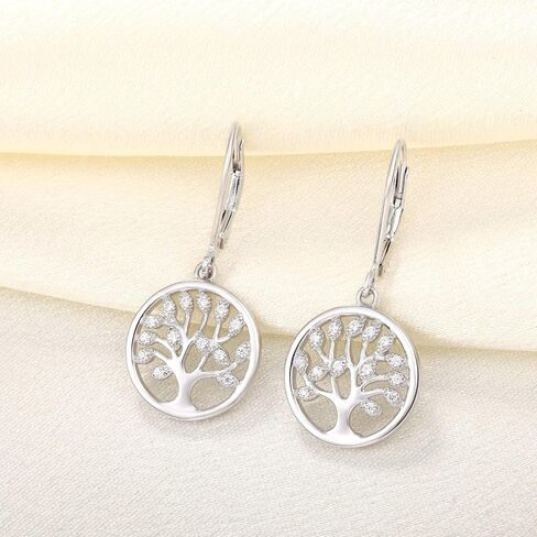 JO WISDOM 925 Sterling Silver Cubic Zirconia Tree of Life Earrings in Saudi Arabia