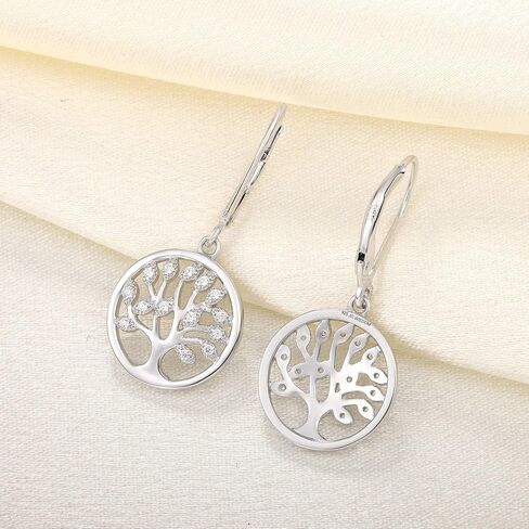 JO WISDOM 925 Sterling Silver Cubic Zirconia Tree of Life Earrings in Saudi Arabia