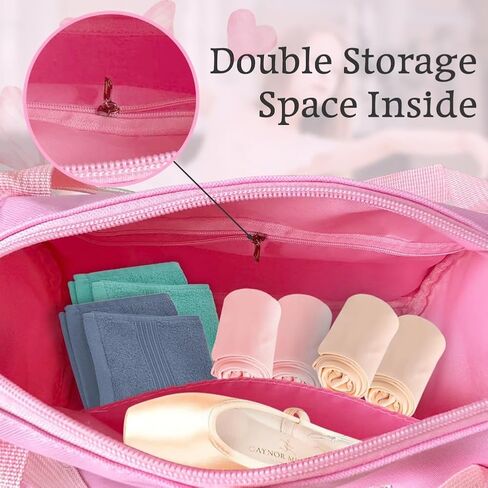 حقائب الرقص من بينك برينسس بايل للفتيات الصغيرات من الباليرينا للأطفال الصغار مع جيب مزدوج الطبقات وحزام قابل للتعديل لأحذية Tutu in Kuwait