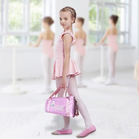 حقائب الرقص من بينك برينسس بايل للفتيات الصغيرات من الباليرينا للأطفال الصغار مع جيب مزدوج الطبقات وحزام قابل للتعديل لأحذية Tutu in Kuwait