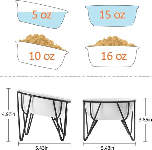 Kitwinney Ceramic Elevated Cat Bowls - Raised Cat Food Bowls Whisker Friendly, Anti-Vomiting Cat Food Plate, Elevated Cat Dish for Indoor Cats - Stylish, Safe and Hygienic Cat Food Bowl Set（2 Pack） in Saudi Arabia