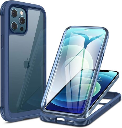 Miracase Glass Case Compatible with iPhone 13 Pro Max Case 6.7 inch, [Glass Screen Protector] Full Body Rubber Bumper Case Cover (Alpine Green) in Saudi Arabia