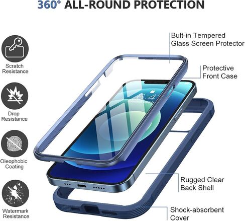Miracase Glass Case Compatible with iPhone 13 Pro Max Case 6.7 inch, [Glass Screen Protector] Full Body Rubber Bumper Case Cover (Alpine Green) in Saudi Arabia