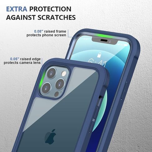Miracase Glass Case Compatible with iPhone 13 Pro Max Case 6.7 inch, [Glass Screen Protector] Full Body Rubber Bumper Case Cover (Alpine Green) in Saudi Arabia