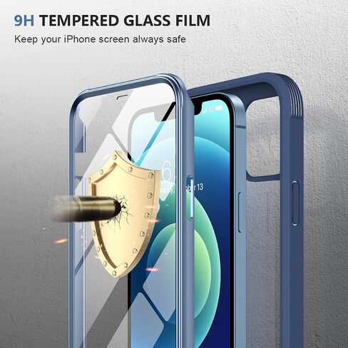 Miracase Glass Case Compatible with iPhone 13 Pro Max Case 6.7 inch, [Glass Screen Protector] Full Body Rubber Bumper Case Cover (Alpine Green) in Saudi Arabia