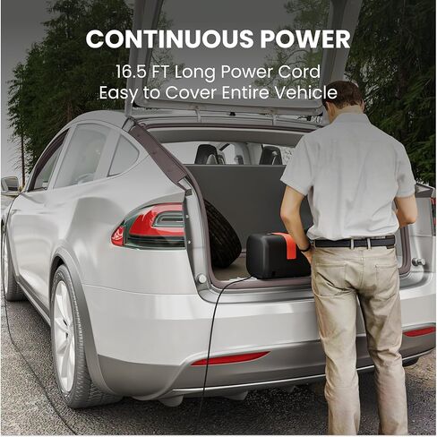 مكنسة كهربائية للسيارة من Giraffe Tools مع سلك طاقة قابل للسحب بطول 16.5 قدم وخرطوم بطول 4 أقدام، 7.5 كيلو باسكال DC12V، مكنسة كهربائية للسيارة مع ضوء LED وفوهتين باللون الأسود in Kuwait