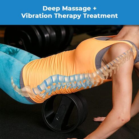 Chirp Wheel Pro Vibrating Foam Roller - 3 Speed Deep Tissue Electric Massager for Back Pain Relief & Muscle Therapy, Workout Recovery, Physical Therapy, Yoga Massage, 8 Inch, Black Holds Up to 500 lbs in Saudi Arabia