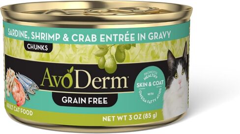 AvoDerm طعام القطط الرطب الخالي من الحبوب بسمك السلمون والدجاج في المرق، 3 أونصة (عبوة من 24 قطعة) in Kuwait