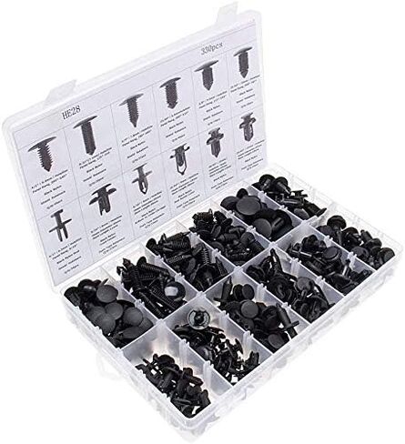 330Pcs 12Sizes Car Plastic Rivets Fasteners Push Type Pin Rivets Clips Trim Kit for Ford Honda GM Acura Chrysler ETE in Saudi Arabia